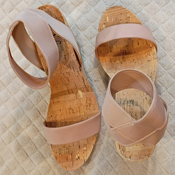 inc Shoes - INC Women's Beige Strappy Cork Insole Wedge Sandals Leather Upper Size 10